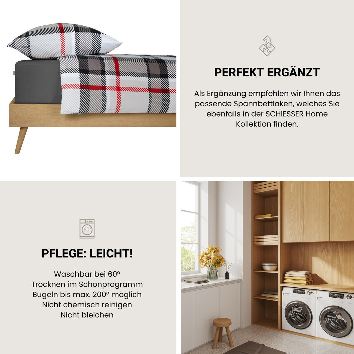 BETTWÄSCHESET Talisa - Feinbiber - 2-teilig - 155 x 220 cm - Grau - Grau, Textil (155/220cm) - SCHIESSER
