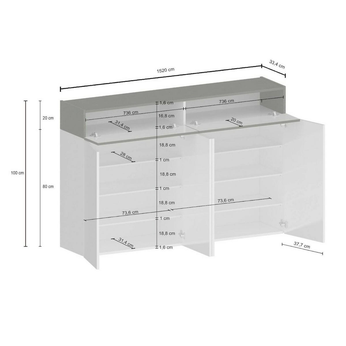 SCHUHSCHRANK Eiche 38/154/100 cm - Braun, Holzwerkstoff (154/100/38cm) - DMORA