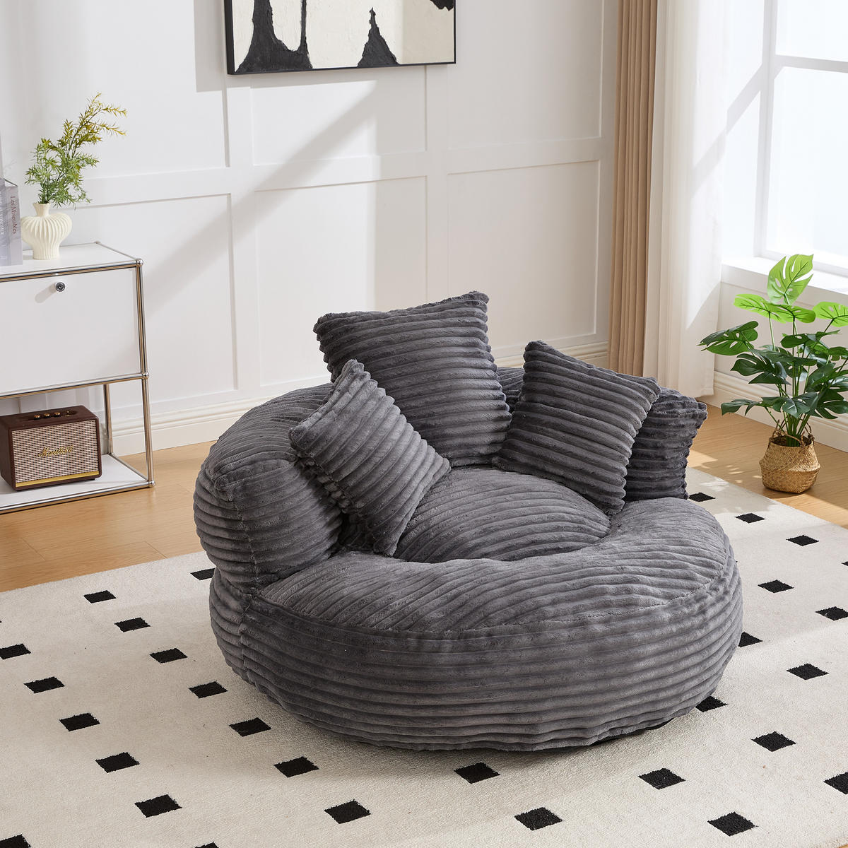 SITZSACK Cord Dunkelgrau - Grau, Textil (108/52/108cm) - WISHDOR