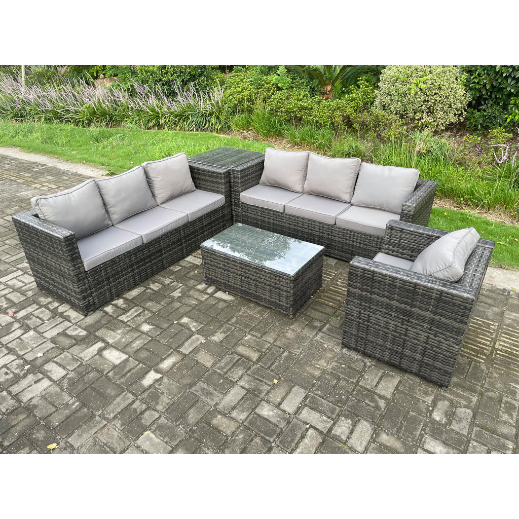Thumbnail - Fimous Gartenmöbelset, Dunkelgrau, Metall, 7-Sitzer, Loungemöbel, Loungemöbel-Sets