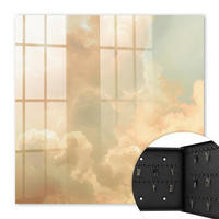 SCHLÜSSELBOX Schwarz 30x30 cm- Türöffnung nach rechts - Pastellfarbene Wolken - Beige, Metall (30/30/5cm) - TULUP