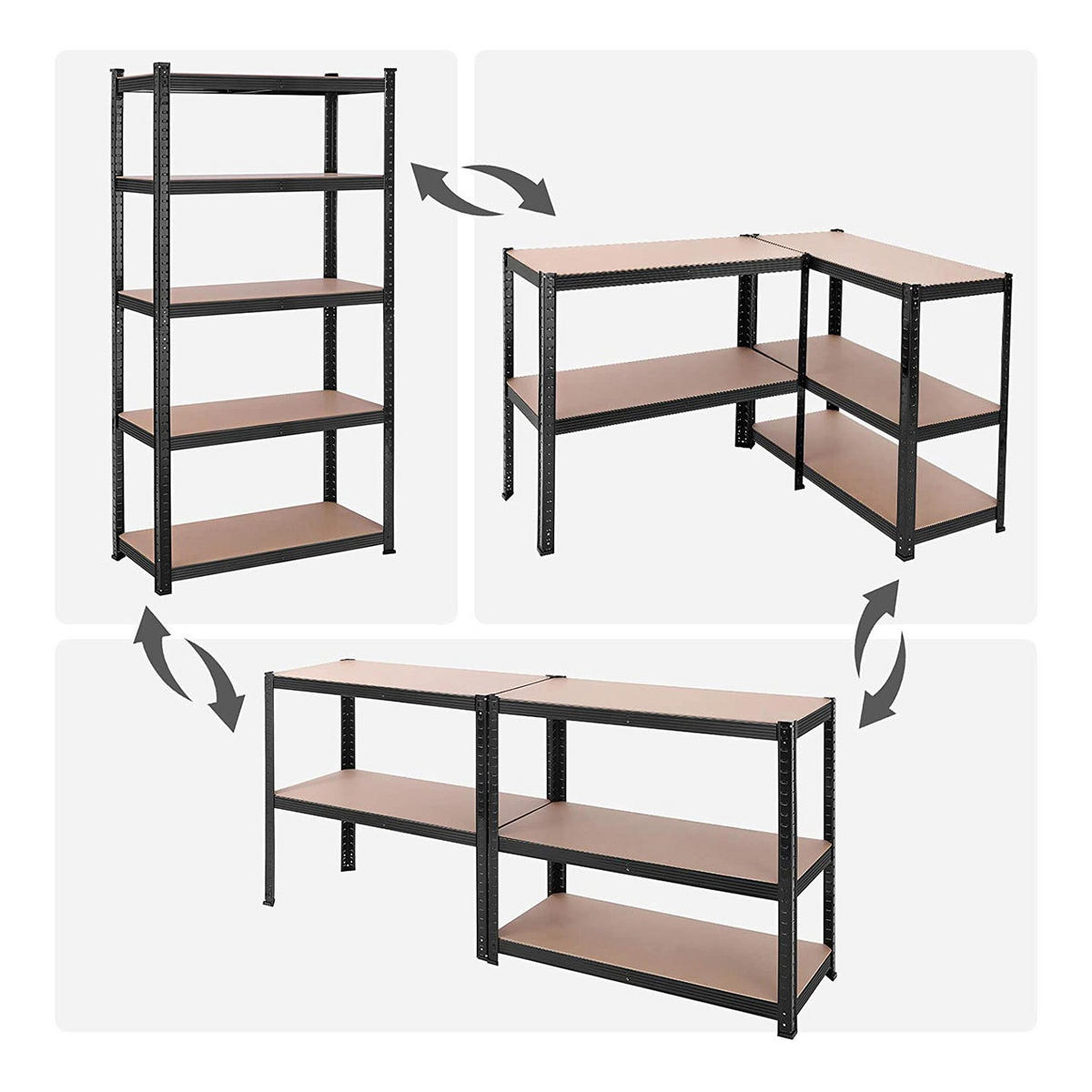 STANDREGAL 2ER-SET - Schwarz, Metall (90/180/40cm) - Hansiro