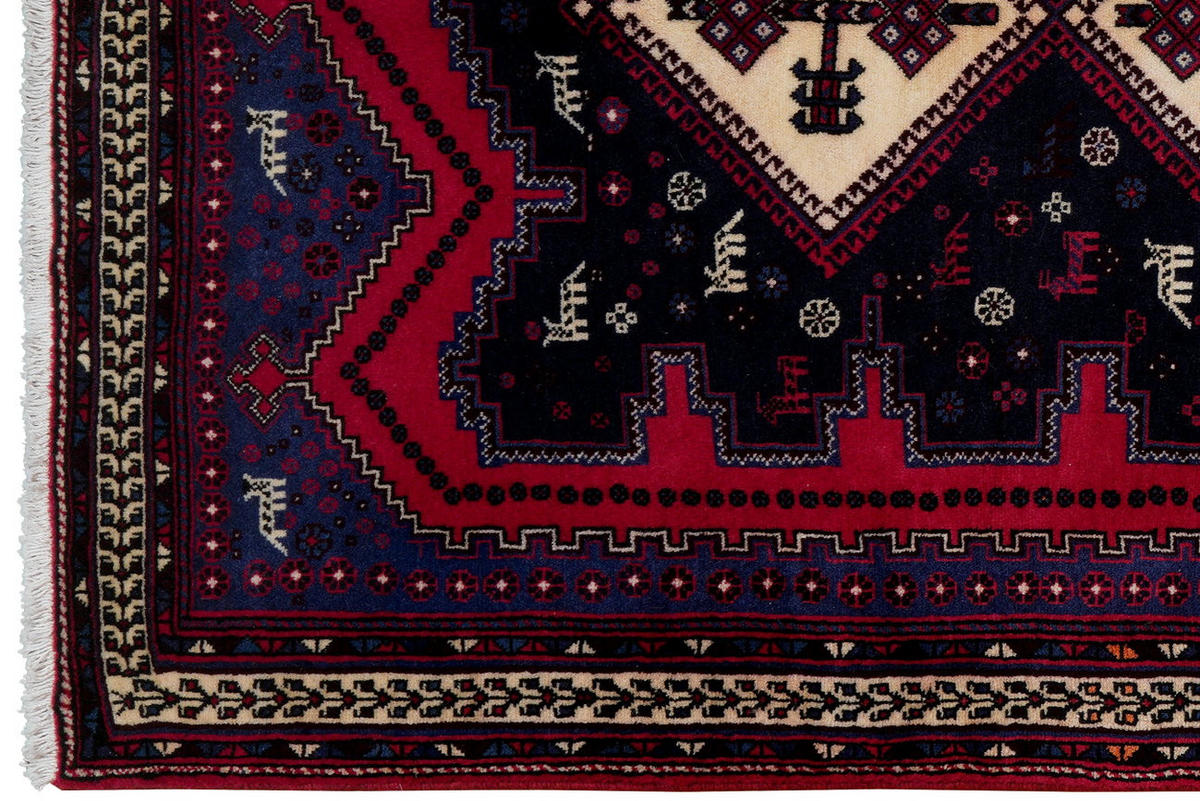 TEPPICH Afshar Blau 208/134 cm Schurwolle - Blau, Textil (134/208cm) - Looma