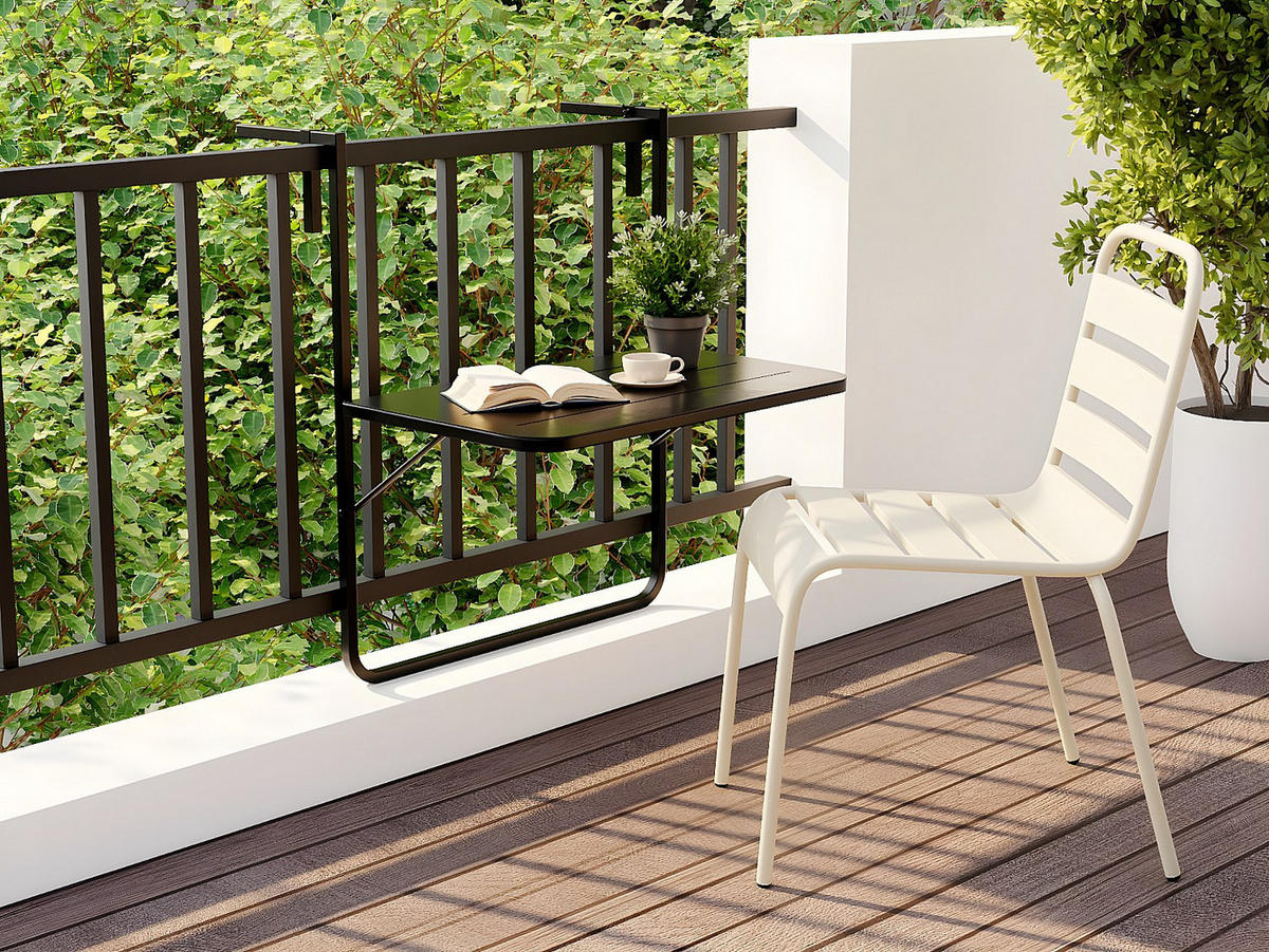 GARTENTISCH - 1 Person - Metall - Schwarz - Schwarz, Metall (55/60/74cm) - Vente-Unique