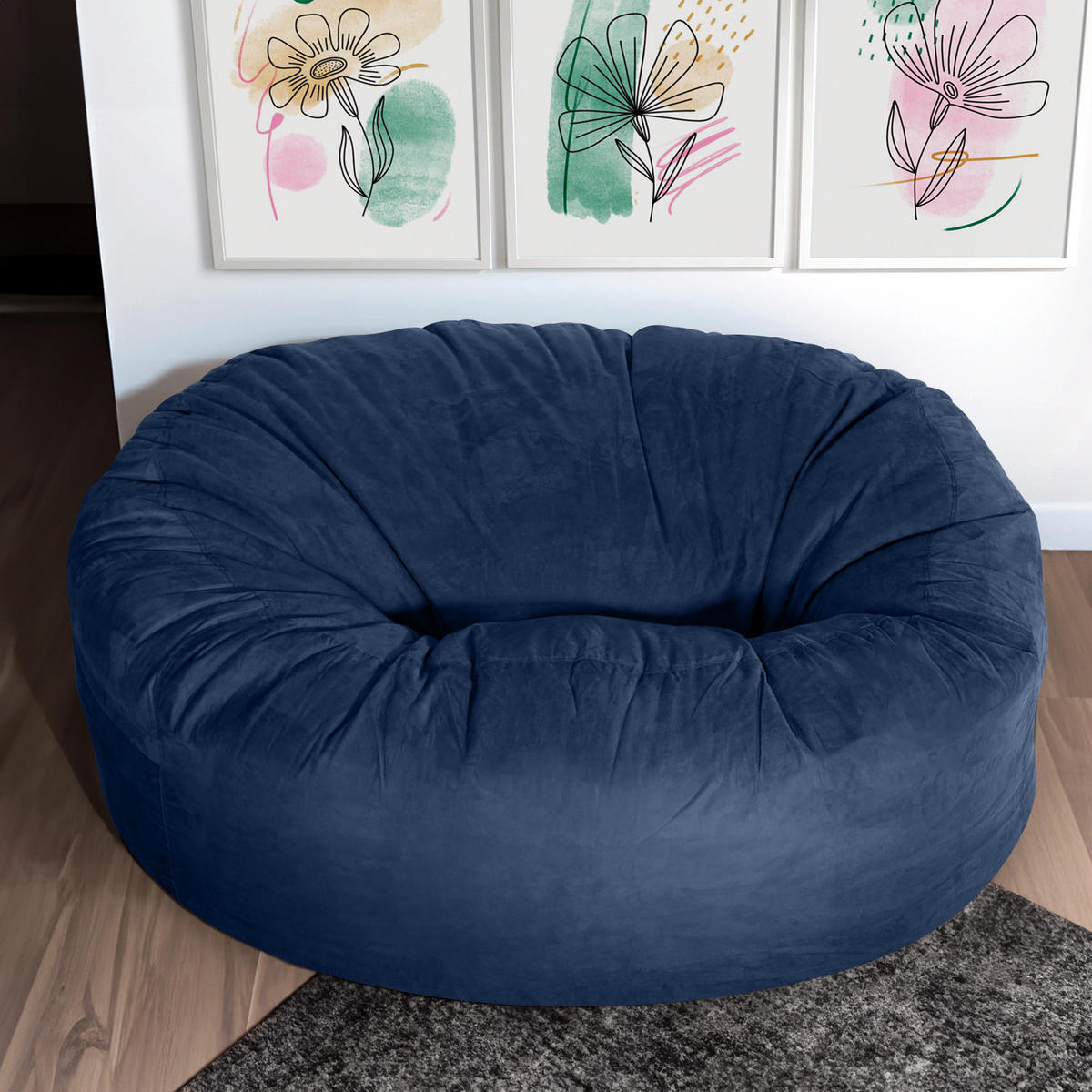 RIESEN-SITZSACK XXL JUMBO Velours 6ft - Dunkelblau, Textil (180/120/180cm) - Green Bean