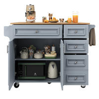 KUHINJSKI otok 110/45-75/92 cm baby blue, MDF, sklopivi i višenamjenski - plava, drvni materijal (110/92/75cm) - BEAOK