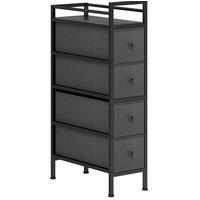 SCHMALE Kommode aus Holz 43x20x81 cm Schwarz mit 4 Stoffschubladen - Schwarz, Holzwerkstoff (20/81.5/43cm) - IVMEU