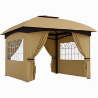 GARTENPAVILLON 335/335/285 cm mit Doppeldach, UV-Schutz und Seitenteilen aus Polyester, Beige - Beige, Textil (335/285/335cm) - Redom