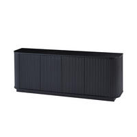 SIDEBOARD aus MDF 162,5x38x61 cm Schwarz mit 4 Türen, Wellenmuster und Druckmechanismus - Schwarz, Metall (162/61/38cm) - Modfu