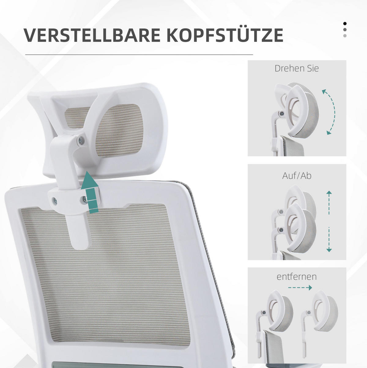 DREHSTUHL 58/61/102-119 cm grau aus Mesh höhenverstellbar - Grau, Textil (61/119/58cm) - OKWISH
