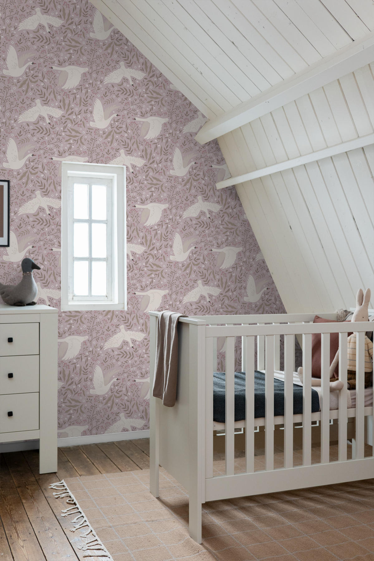 TAPETE Schwäne 53 cm x 10.05 m - Lila, Papier (53/0.1cm) - ESTAhome
