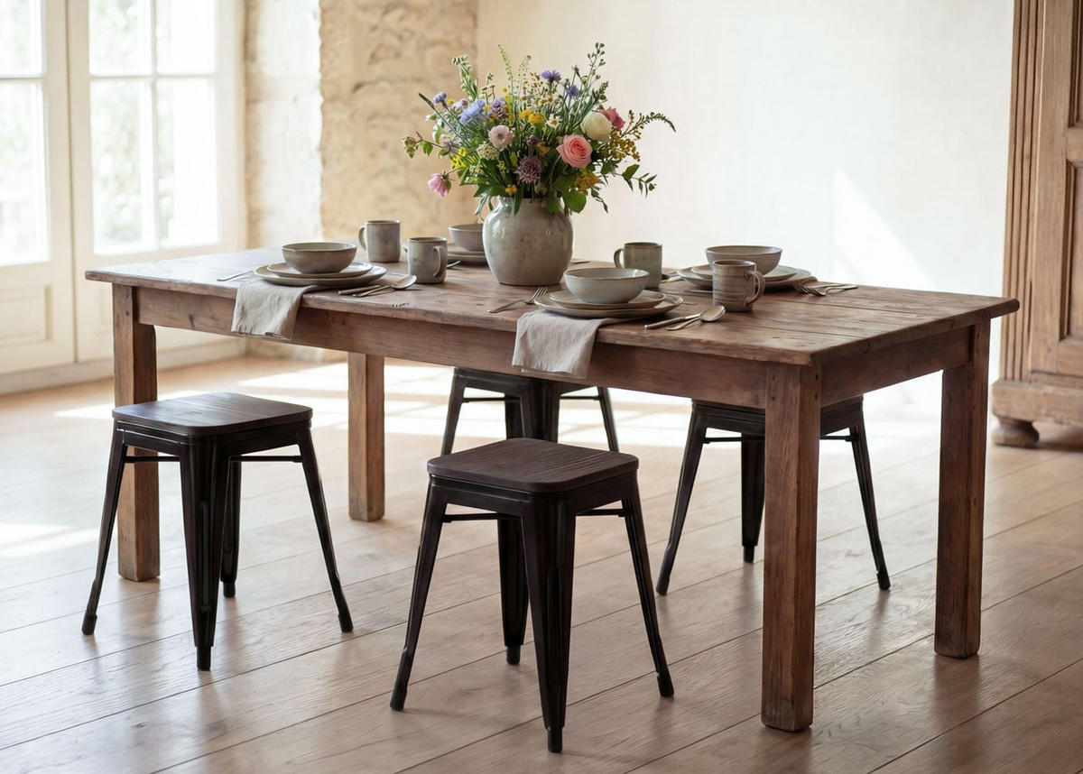 HOCKER HOLZ-SITZFLÄCHE Schwarz 4er-Set - Schwarz, Holz (39/45/39cm) - MCW