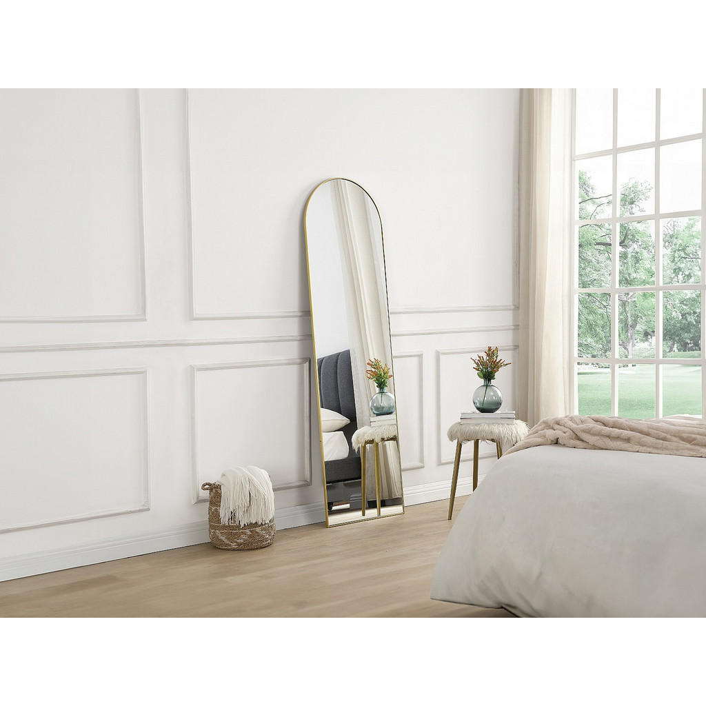 Thumbnail - Vente-Unique Bogenförmiger, Gold, Metall, Uni, Oval, 50x170x2 cm, Spiegel, Wandspiegel