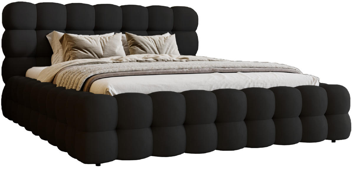 POLSTERBETT 200x200 cm Parlas Bis, Bettkasten, Lattenrost, Schwarz - Schwarz, Holz/Textil (200/200cm) - Emporius