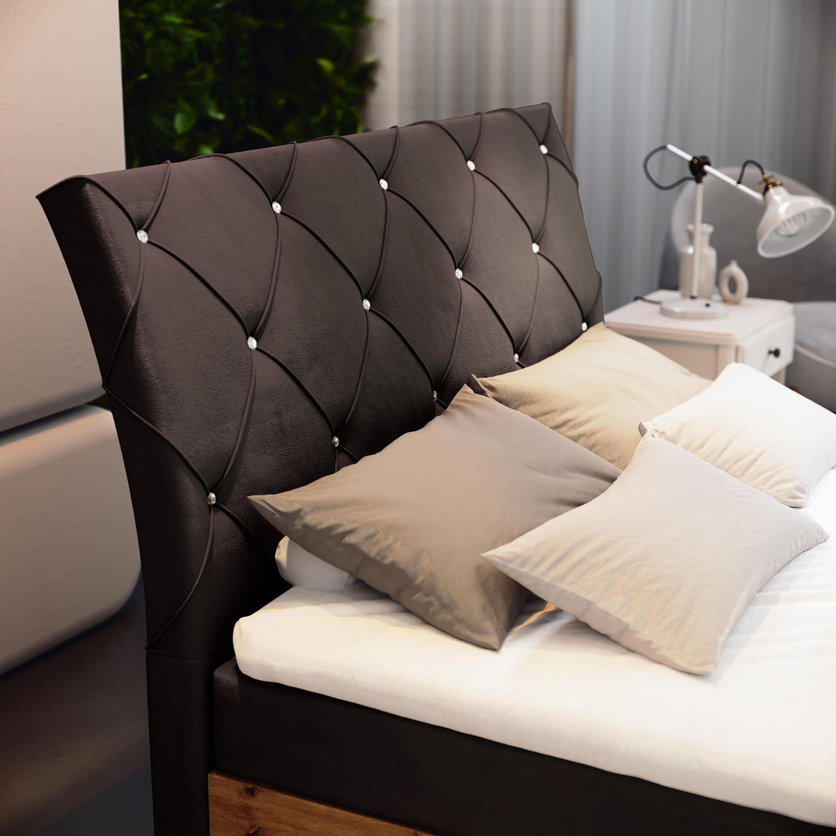 BOXBETT VELLANO 140x200 cm mit Matratze und Topper - Braun - Braun, Holz (140/200cm) - MASSENO