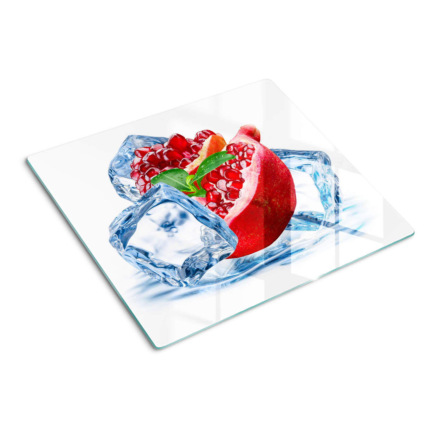 GLASPLATTE 60x52 cm Granatapfel mit Eis - Rot, Glas (60/0.4/52cm) - TULUP