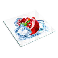 GLASPLATTE 60x52 cm Granatapfel mit Eis - Rot, Glas (60/0.4/52cm) - TULUP