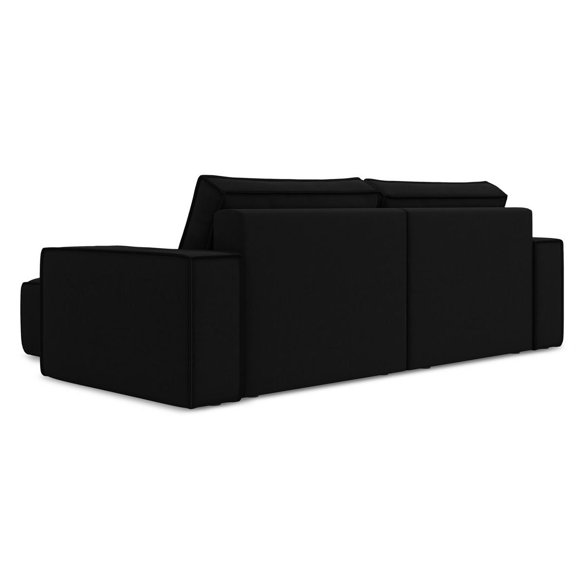 ECKSOFA mit Schlaffunktion Samt Stoff Schwarz - Schwarz, Kunststoff/Textil (257/148cm) - LaMiaSofa