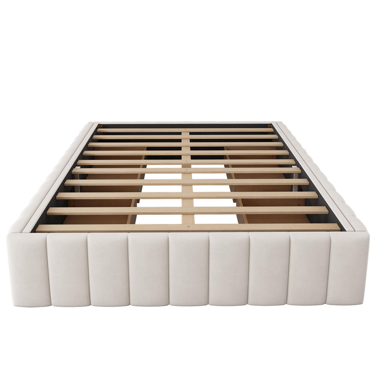 POLSTERBETT 140/200 cm Beige aus Samt mit 4 Schubladen und Lattenrost - Beige, Textil (140/200cm) - OKWISH