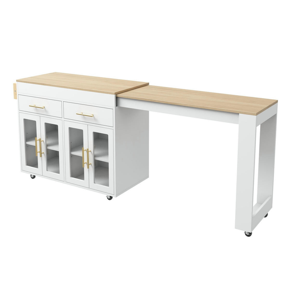 KÜCHENINSEL ausziehbar 132,5-217 x 50 x 93 cm MDF Weiß - Weiß, Holz (50/93/217cm) - Beauniv