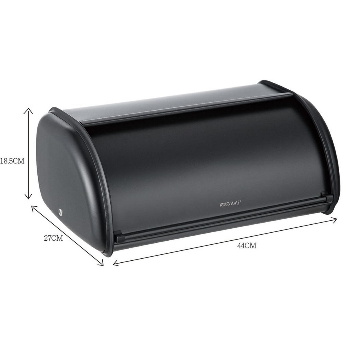 BROTKASTEN Schwarz 44/27/18.5 cm KH1834 - Schwarz, Metall (27/18.5/44cm) - Kinghoff 