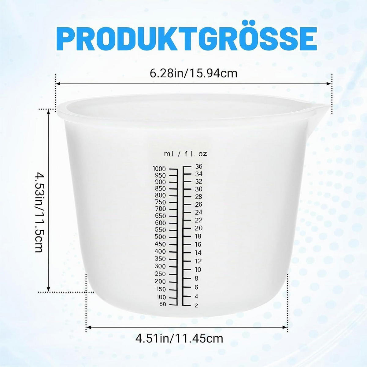 MESSBECHER 1L Silikon mit Skala - Weiß, Kunststoff (1L)