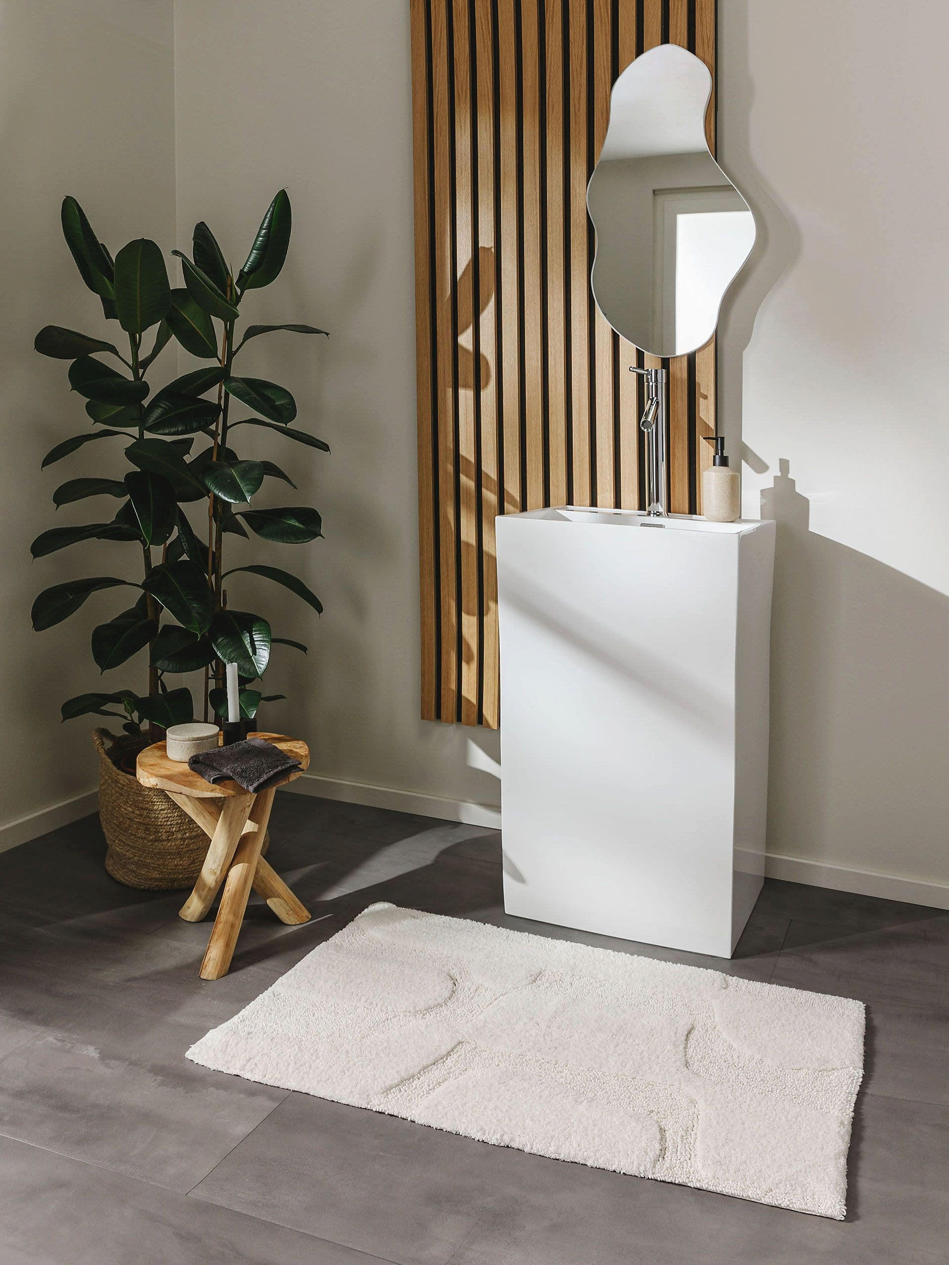 BADEMATTE Nehir Weiß 50x80 cm - Weiß, Textil (50/80cm) - benuta Nest