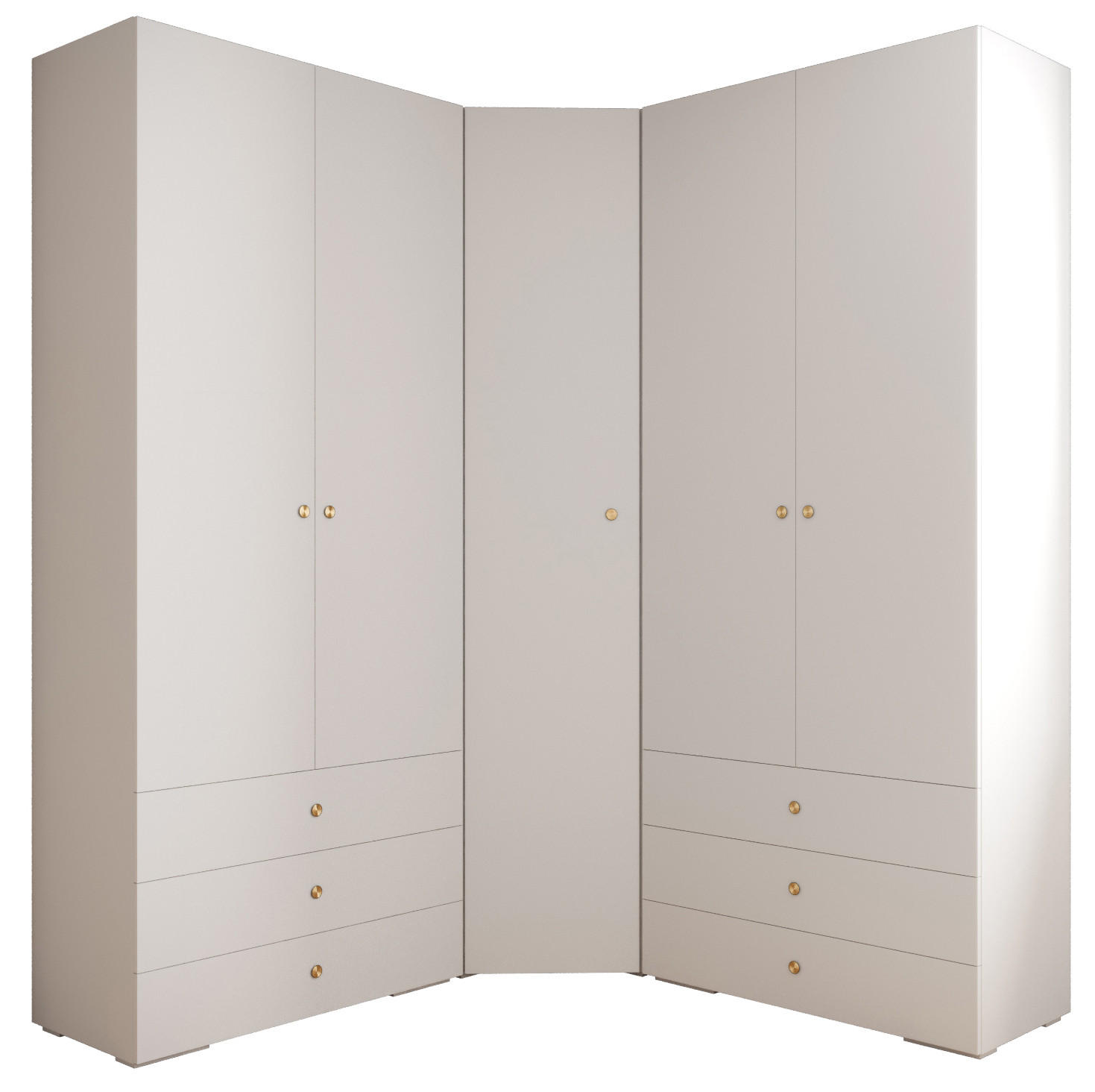Abiks Möbel Garderoben-Set Weiß, Gold 181.7x236.7x47 cm