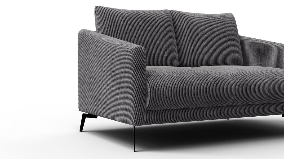 SOFA VILT 2-Sitzer, dunkelgrau - Dunkelgrau/Schwarz, Holzwerkstoff/Textil (142/89/94cm) - Courtois Laville