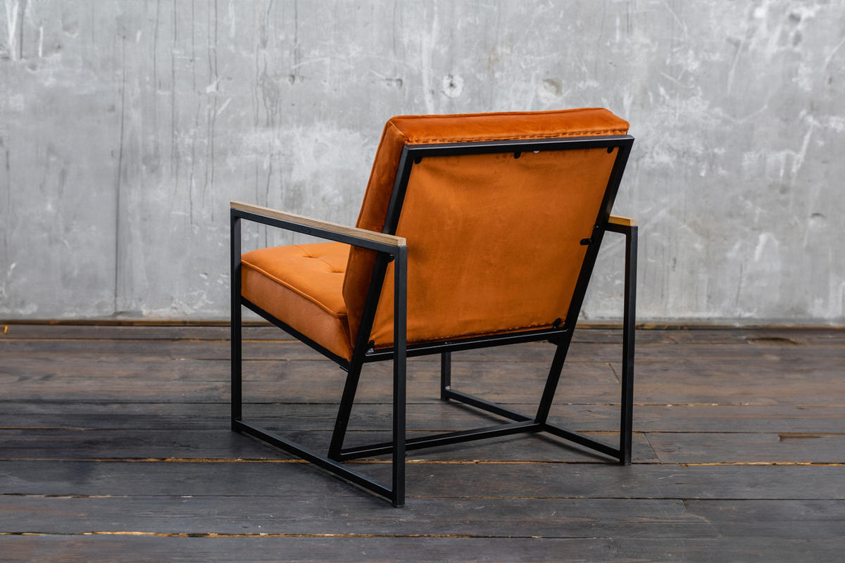 POLSTERSESSEL ARLY Orange Velvet - Schwarz/Orange, Textil (63/80/80cm) - KAWOLA