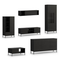 WOHNWAND Queba 2 Schwarz 440/190/60 cm Stilvolles Design Modern - Schwarz, Holzwerkstoff/Kunststoff (440/190/60cm) - AX Living