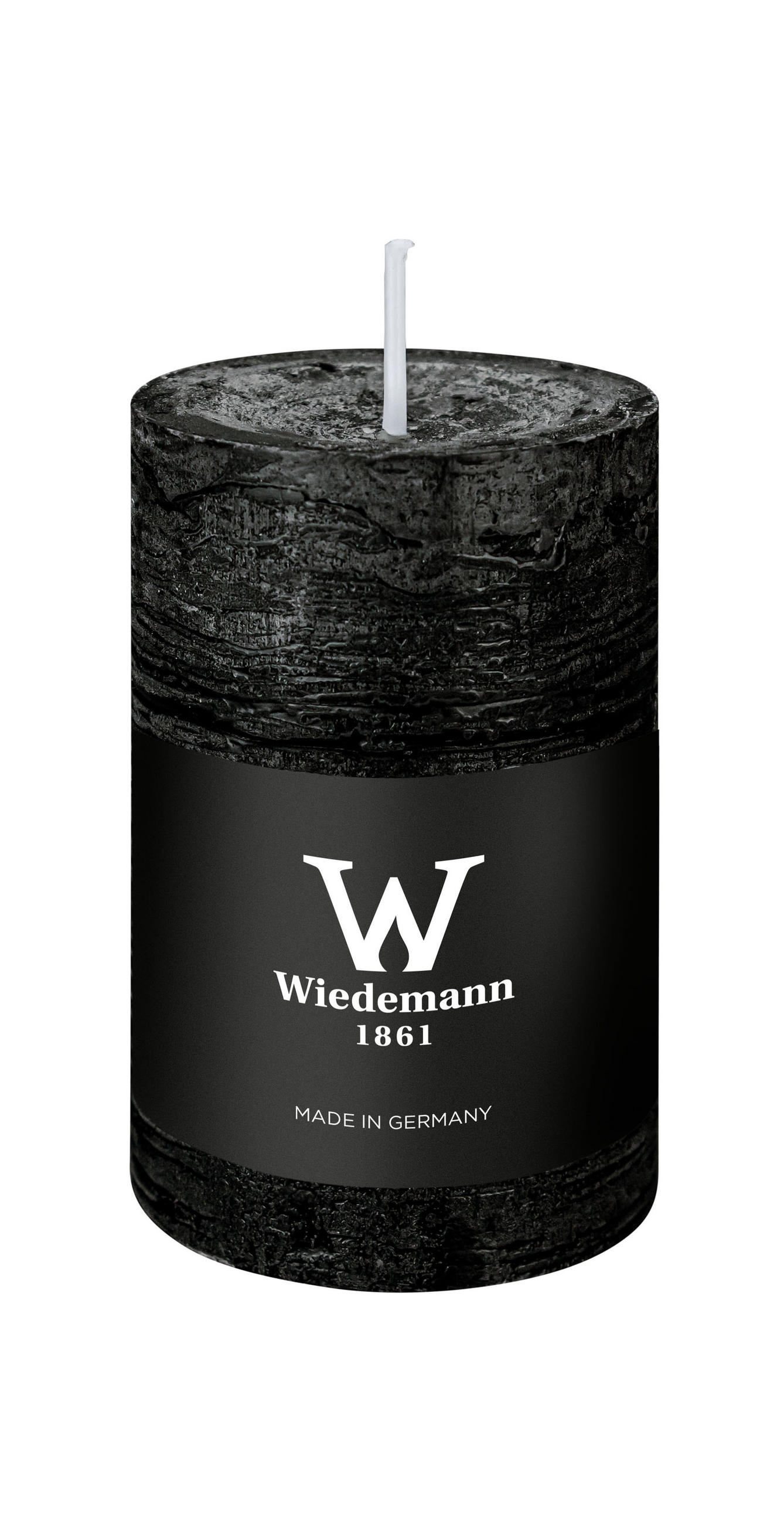 STUMPENKERZE Rustik Marble Style Schwarz 90 x Ø 58 mm, 1 Stück - Schwarz, Paraffin (9cm) - Wiedemann Kerzen