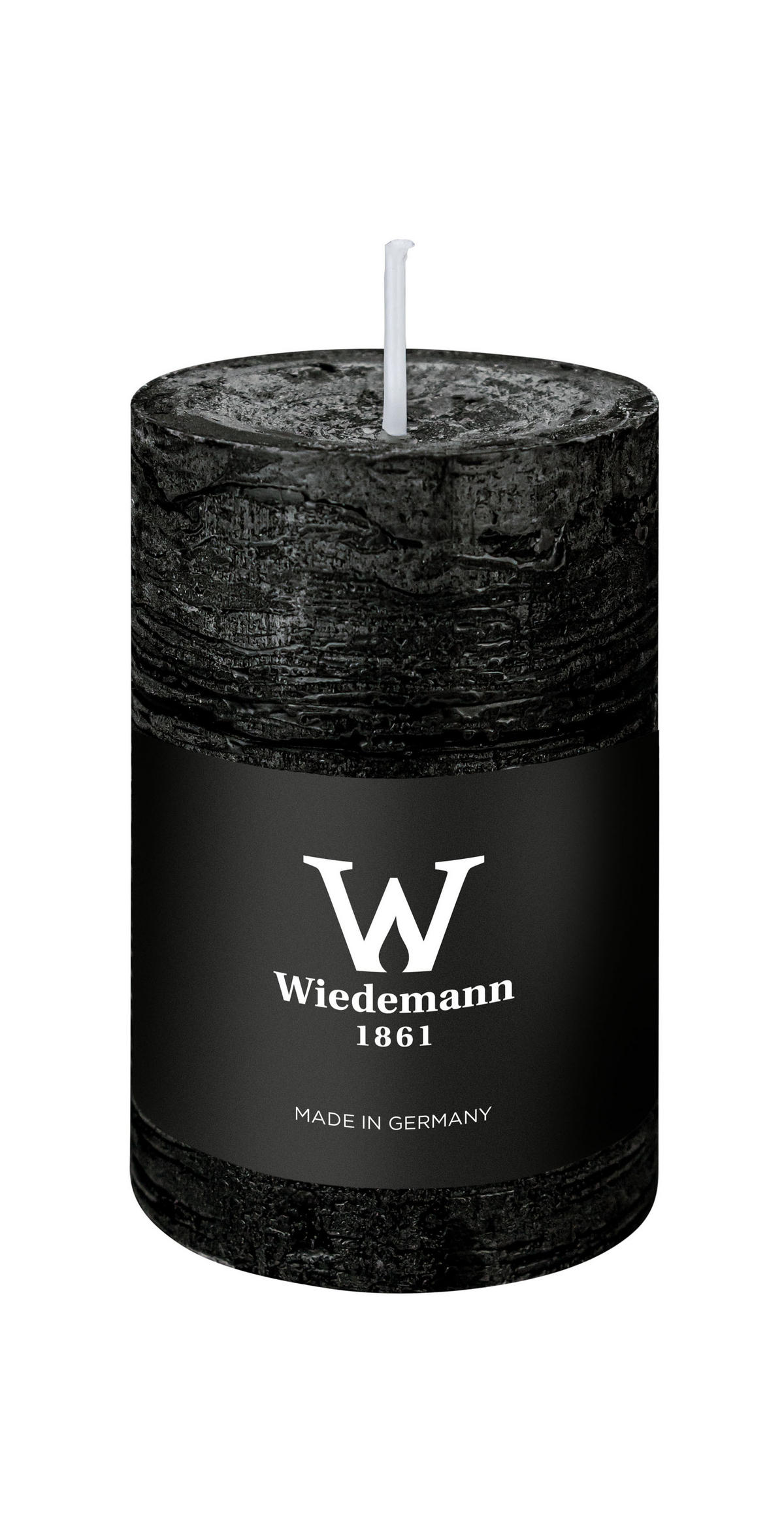 STUMPENKERZE Rustik Marble Style Schwarz 90 x Ø 58 mm, 1 Stück - Schwarz, Paraffin (9cm) - Wiedemann Kerzen