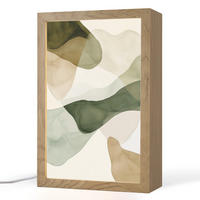 TISCHLEUCHTE Japandi - Abstrakt - Grün 20x30 cm - Buchefarben, Holzwerkstoff (8/20/30cm) - OnlyWow