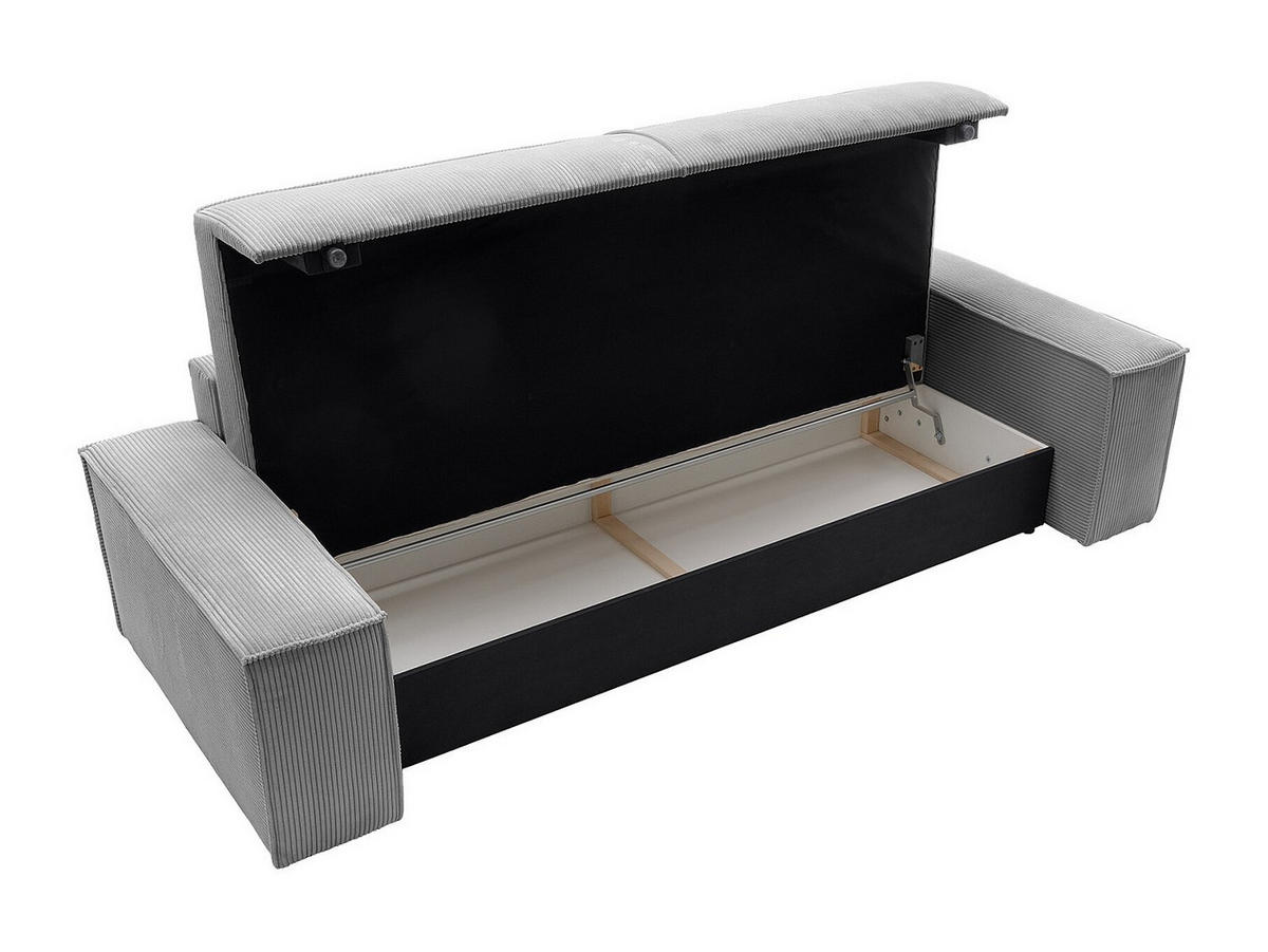 SCHLAFSOFA - 4 Personen - samt - hellgrau Amelia - Hellgrau, Textil (257/85/102cm) - Vente-Unique