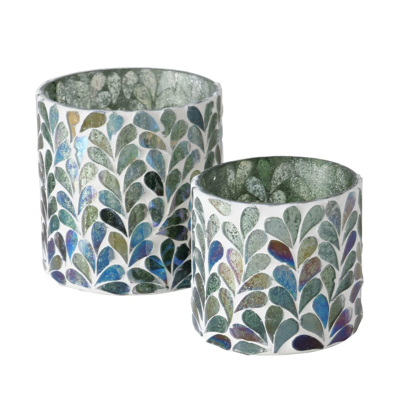 KERZENHALTER Kirkas 2er-Set - Blau, Glas (10/11/10cm) - Boltze Home