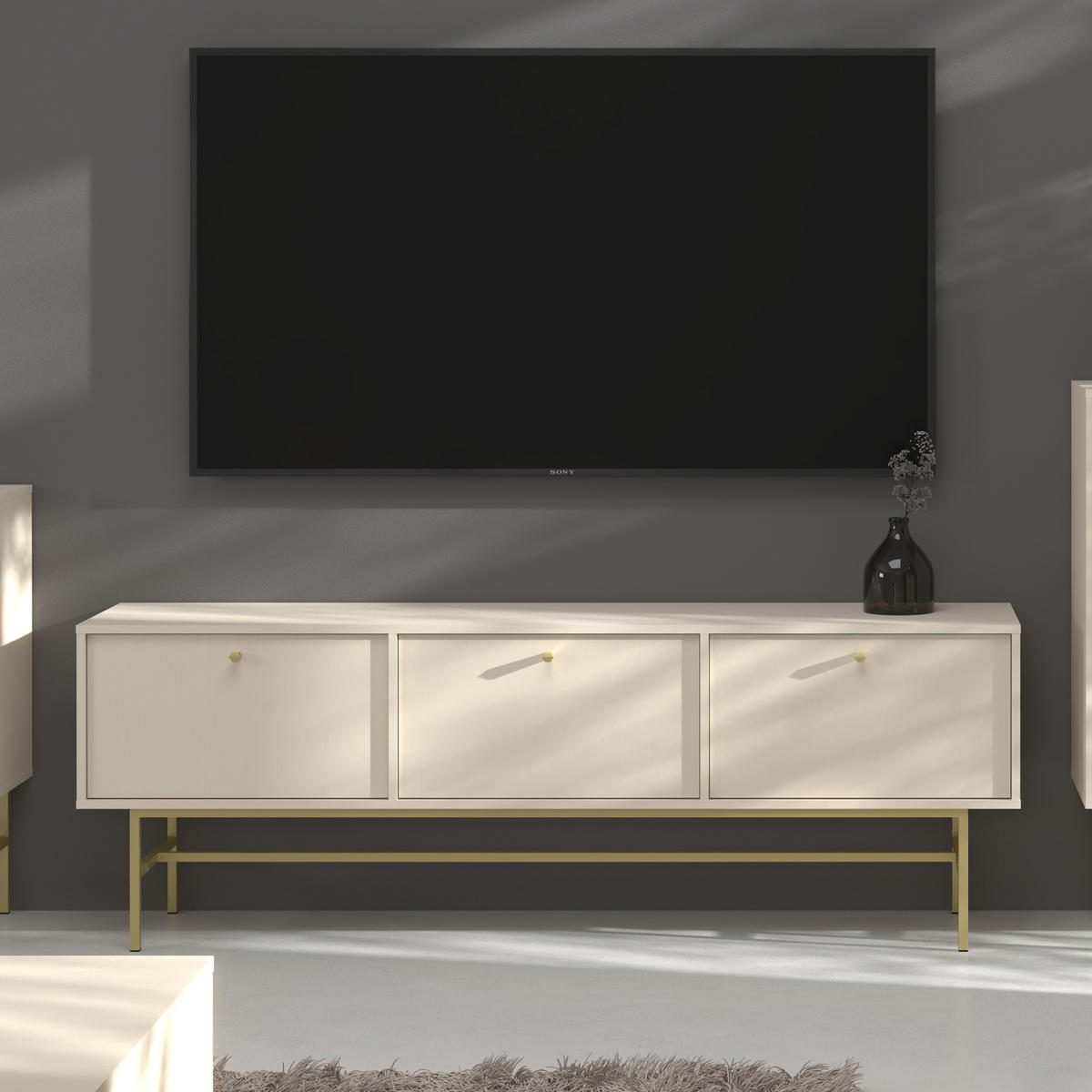LOWBOARD TORINO 180x40,8x62,5 cm mit 3 Türen Beige - Beige, Holzwerkstoff (180/62.5/40.8cm) - MASSENO