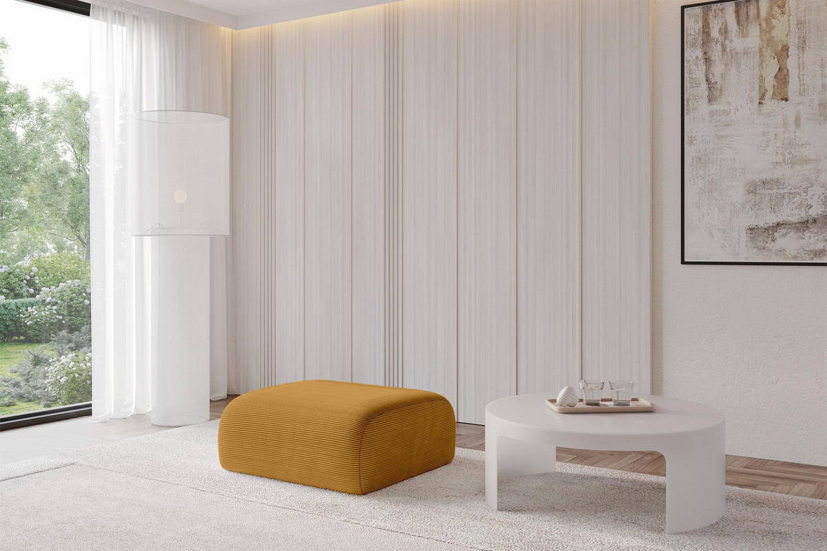 POUF MIRA-PUF 91x89x40 Senfgelb cm Cord Modular Sitzhocker - Currygelb/Schwarz, Holzwerkstoff/Kunststoff (91/40/89cm) - ALTDECOR