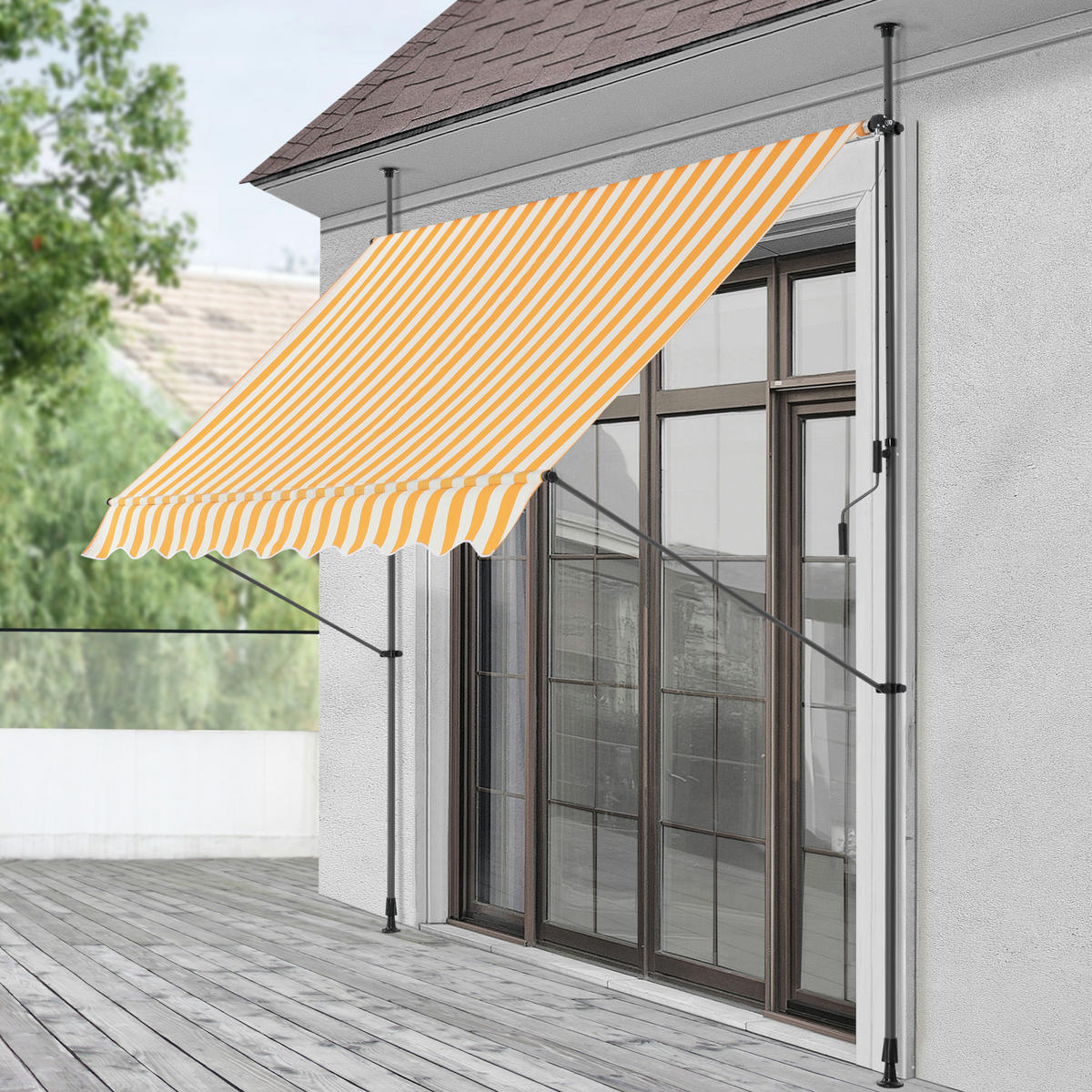 KLEMMMARKISE Stem - Gelb/Weiß, Textil/Metall (400/309/120cm) - pro.tec