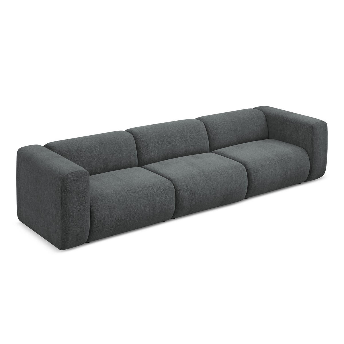 4-SITZER-SOFA Chenille Stoff Grau - Schwarz/Graphitfarben, Kunststoff/Textil (319/70/89cm) - LaMiaSofa