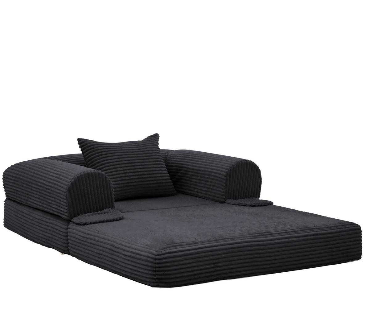 SCHLAFSOFA 2-in-1 aus Cord Schwarz - Schwarz, Kunststoff (85/65/120cm) - Meubliv