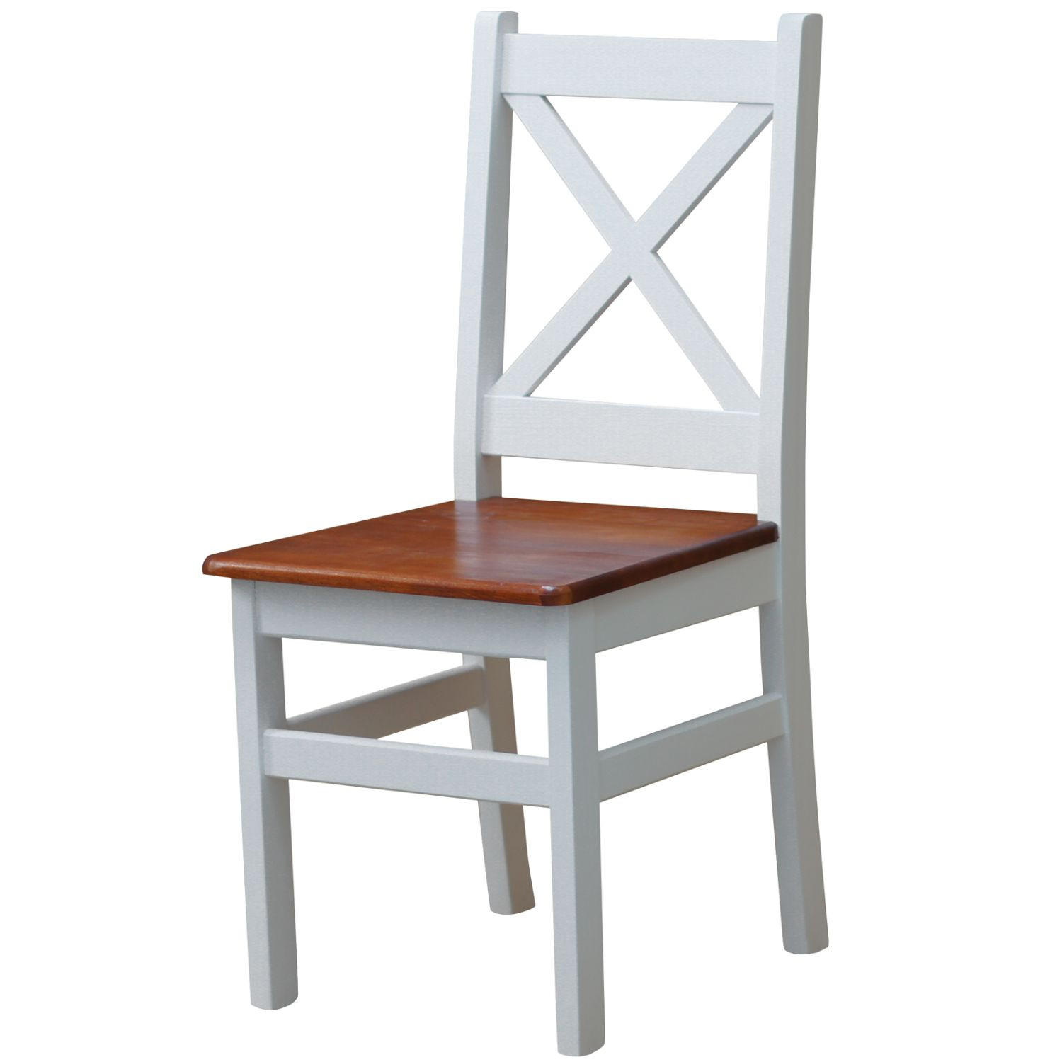 STUHL mit X-Rückenlehne, Weiss/Calvados, 96 x 42 x 42 cm - Kirschbaumfarben, Holz (42/96/42cm)