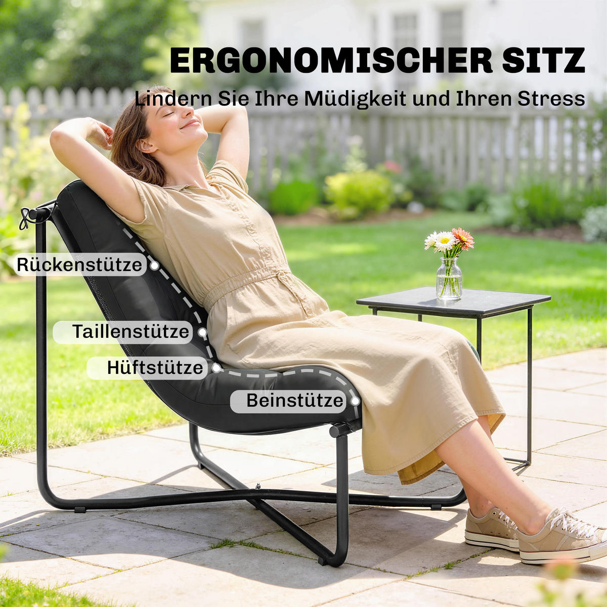 GARTENSESSEL Netzstoff Stahl Dunkelgrau - Dunkelgrau, Textil/Metall (76/76/92cm) - Outsunny