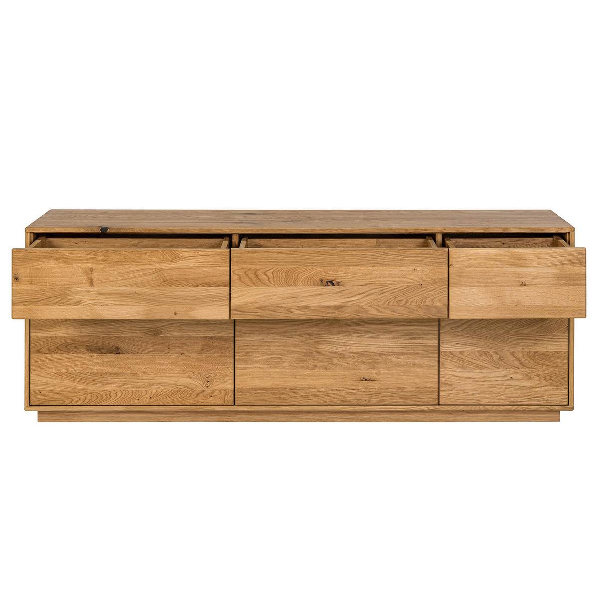 TV-LOWBOARD - Wildeiche massiv - Wildeiche, Holz (157/57/44cm) - home24