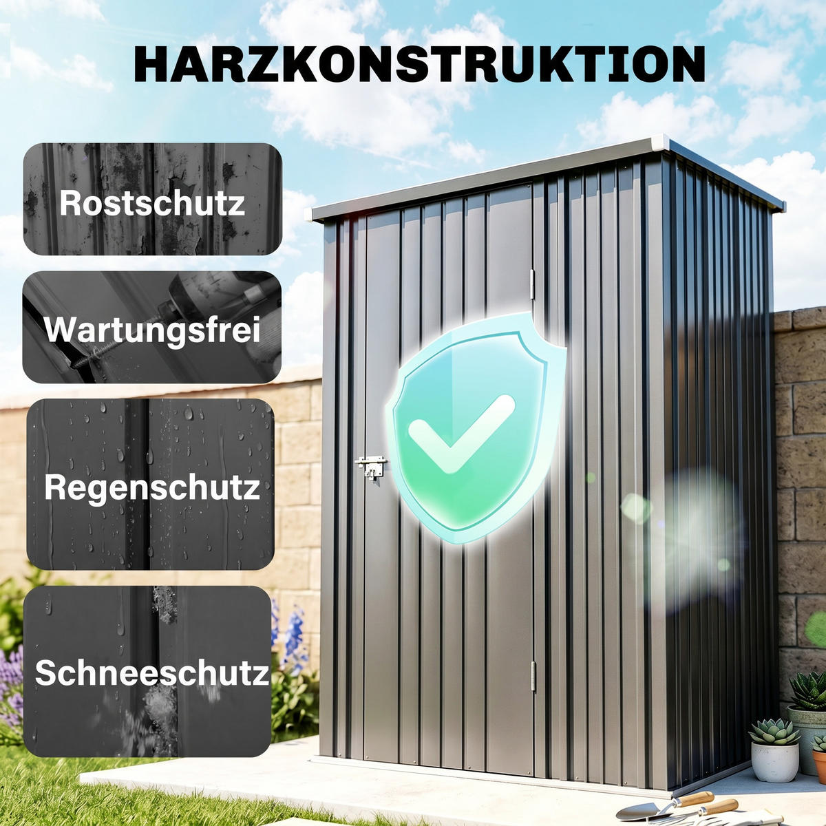 GARTENHAUS Schwarz 1 Stück - Schwarz, Kunststoff/Metall (94.5/196/161.5cm) - GiPP