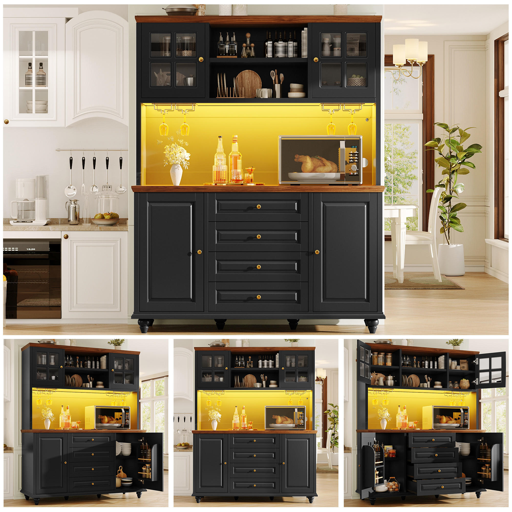 XXXLutz Geschirrschrank Schwarz 140x179.5x40 cm