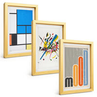 BILDER SET 3er Set - 20x30 cm Goldrahmen - Abstrakte moderne Geometrie - Goldfarben, Kunststoff (20/30cm) - TULUP
