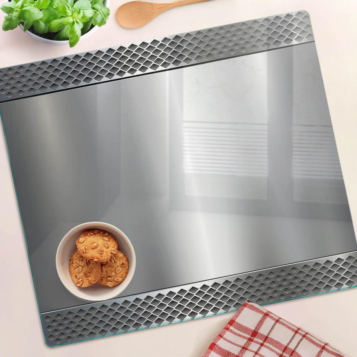 GLASPLATTE 60x52 cm Metallhintergrund - Schwarz, Glas (60/0.4/52cm) - TULUP