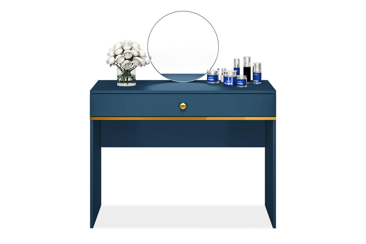 SCHREIBTISCH ARICIA mit Soft-Close-Funktion für Schubladen, Marineblau - Blau, Holz (40/100/79cm) - KONSIMO®