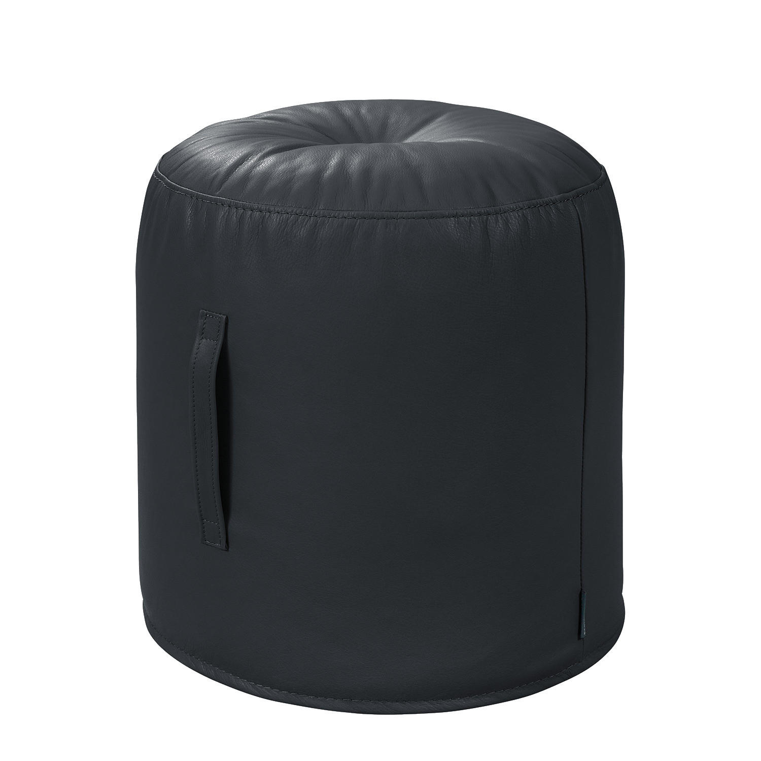 SITZHOCKER - Echtleder - Dunkelblau, Leder (43/45/43cm) - home24